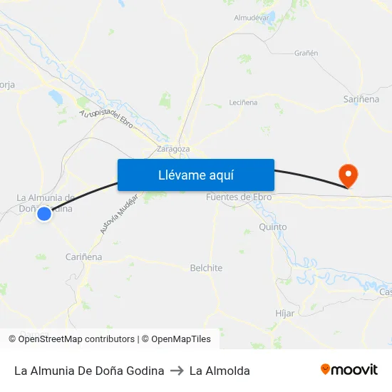 La Almunia De Doña Godina to La Almolda map