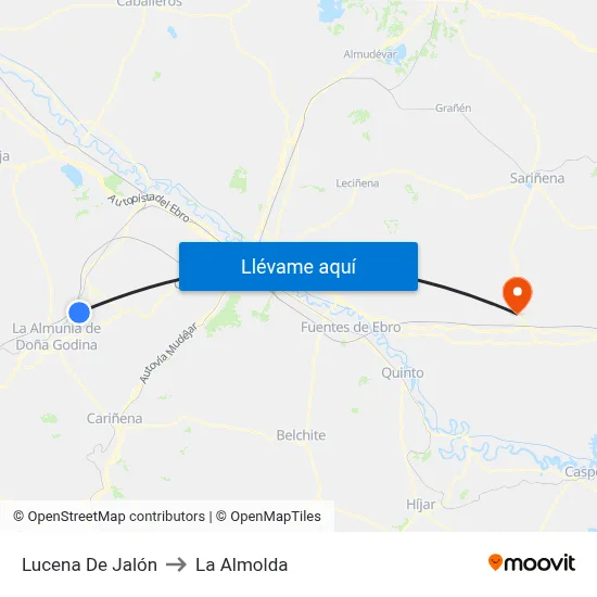 Lucena De Jalón to La Almolda map