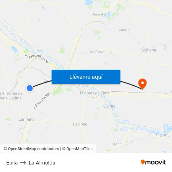 Épila to La Almolda map