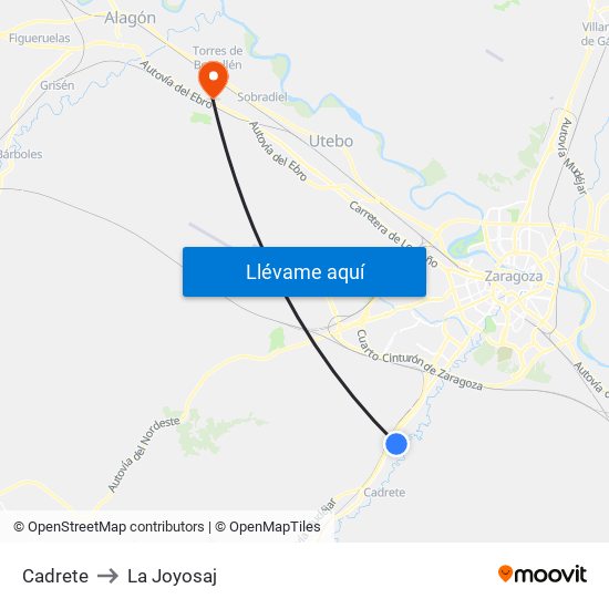Cadrete to La Joyosaj map