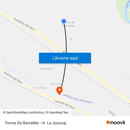 Torres De Berrellén to La Joyosaj map