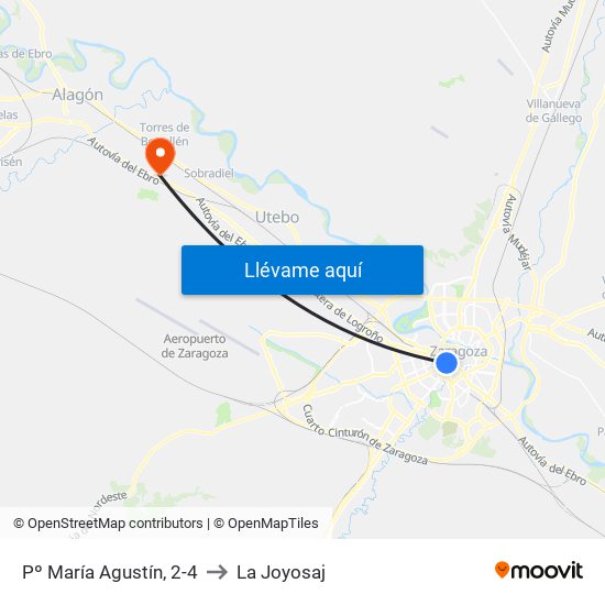 Pº María Agustín, 2-4 to La Joyosaj map