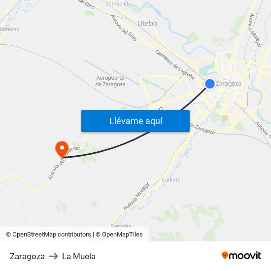 Zaragoza to La Muela map