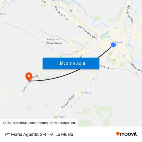 Pº María Agustín, 2-4 to La Muela map