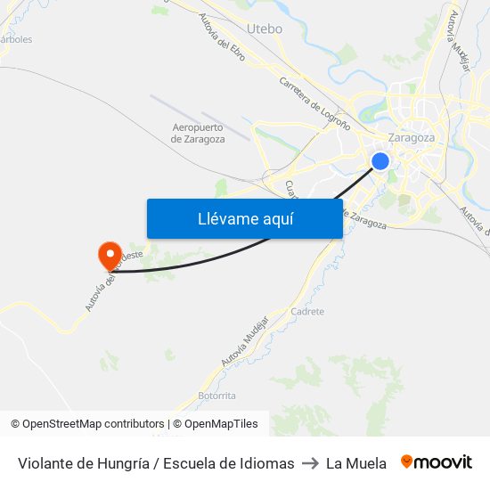 Violante de Hungría / Escuela de Idiomas to La Muela map