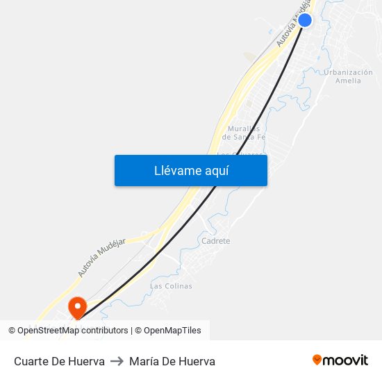 Cuarte De Huerva to María De Huerva map