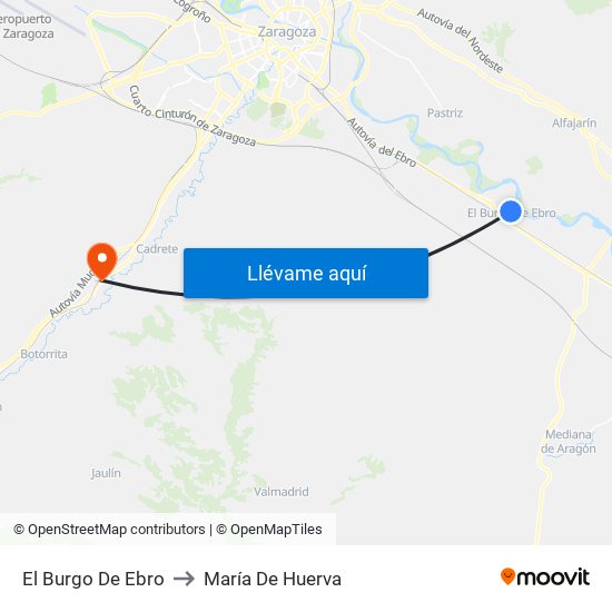 El Burgo De Ebro to María De Huerva map
