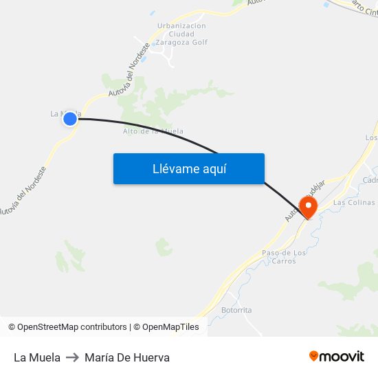 La Muela to María De Huerva map