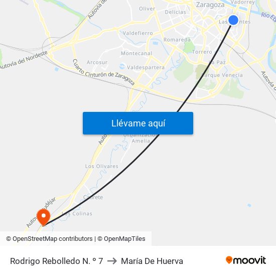 Rodrigo Rebolledo N. º 7 to María De Huerva map