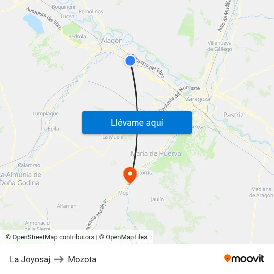 La Joyosaj to Mozota map