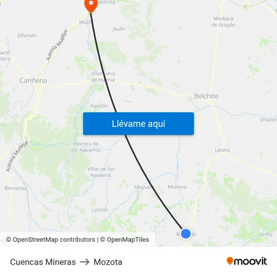 Cuencas Mineras to Mozota map