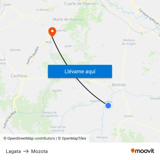 Lagata to Mozota map