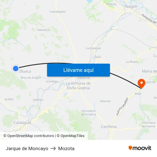 Jarque de Moncayo to Mozota map