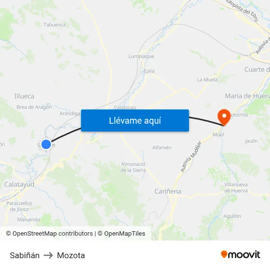 Sabiñán to Mozota map