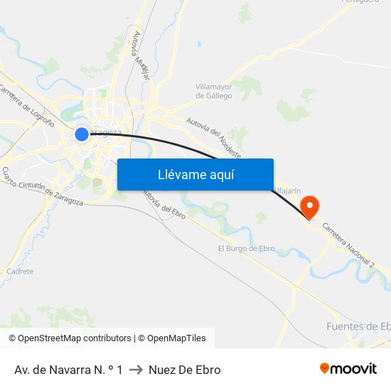 Av. de Navarra N. º 1 to Nuez De Ebro map