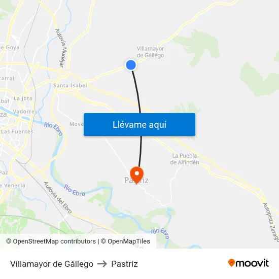 Villamayor de Gállego to Pastriz map