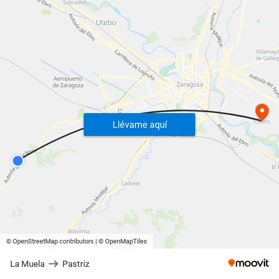 La Muela to Pastriz map