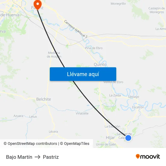 Bajo Martín to Pastriz map