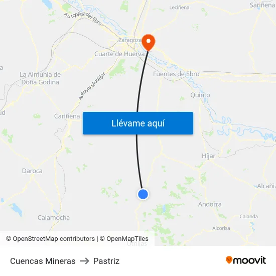 Cuencas Mineras to Pastriz map