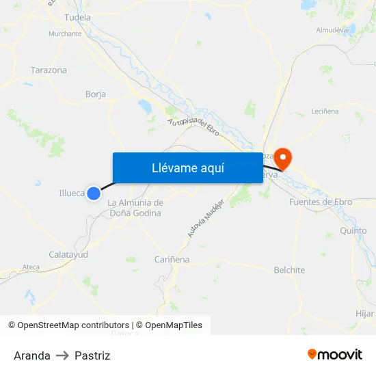 Aranda to Pastriz map