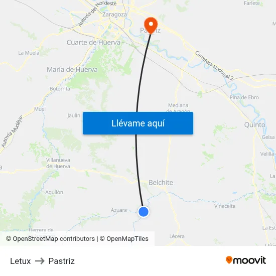 Letux to Pastriz map