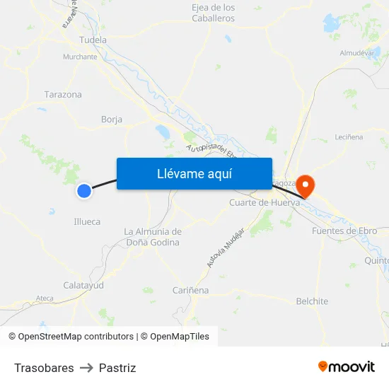 Trasobares to Pastriz map