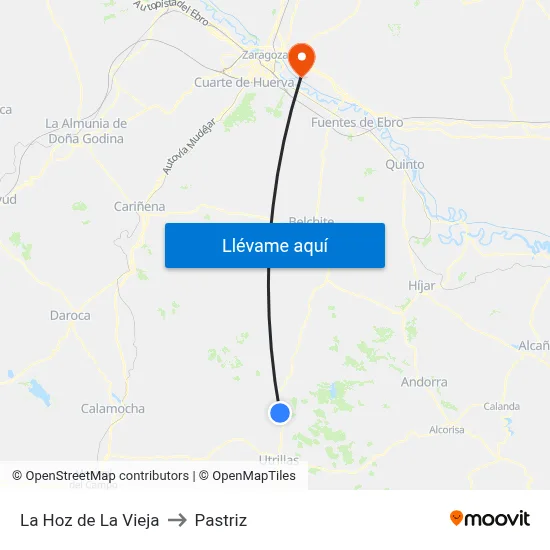 La Hoz de La Vieja to Pastriz map
