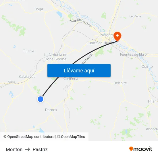 Montón to Pastriz map
