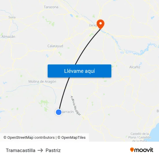 Tramacastilla to Pastriz map