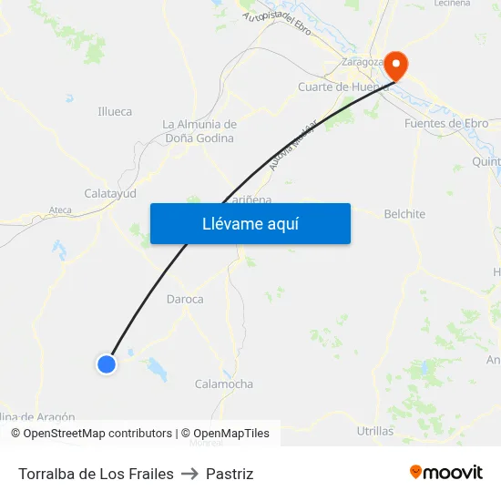 Torralba de Los Frailes to Pastriz map