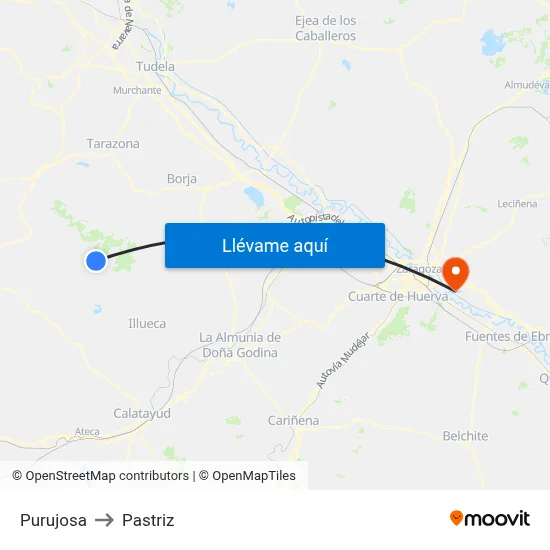 Purujosa to Pastriz map