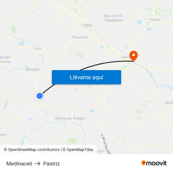 Medinaceli to Pastriz map