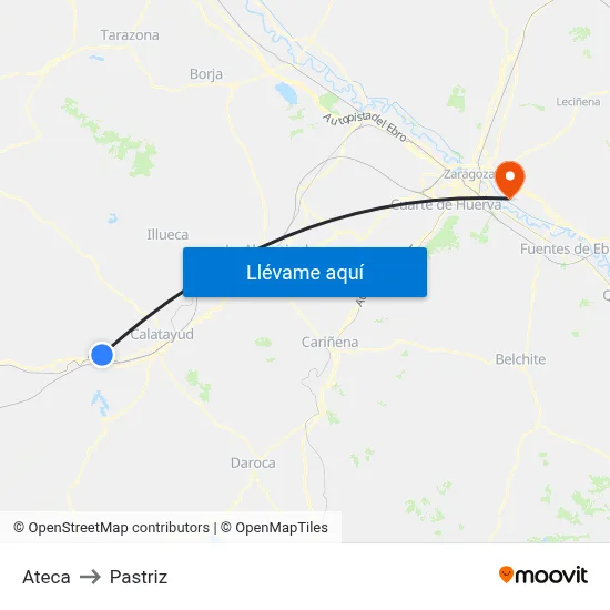 Ateca to Pastriz map