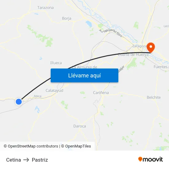 Cetina to Pastriz map