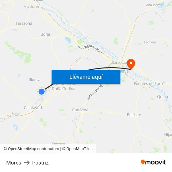 Morés to Pastriz map