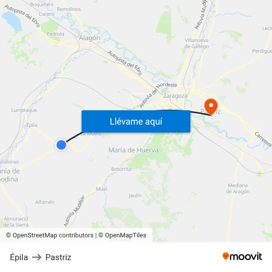 Épila to Pastriz map