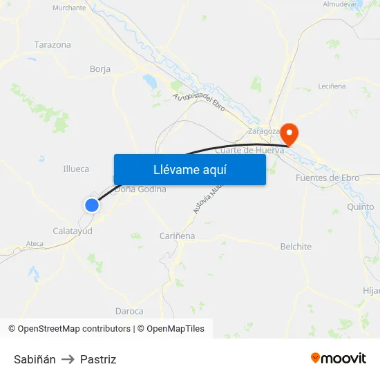 Sabiñán to Pastriz map