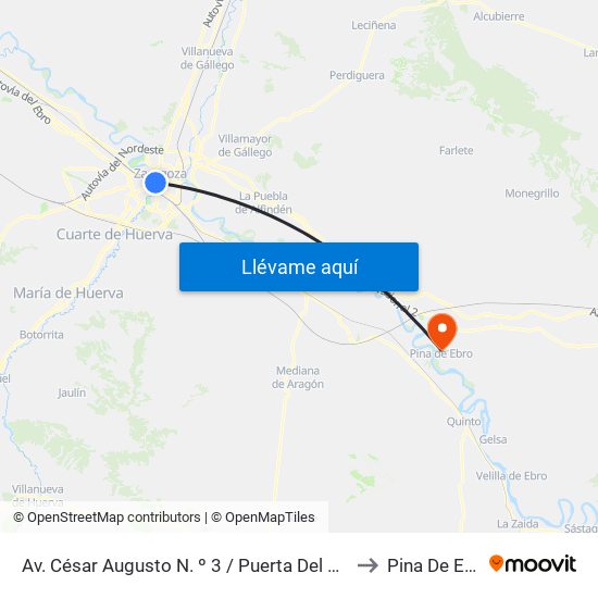 Av. César Augusto N. º 3 / Puerta Del Carmen to Pina De Ebro map