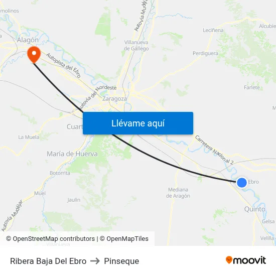Ribera Baja Del Ebro to Pinseque map