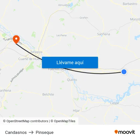 Candasnos to Pinseque map