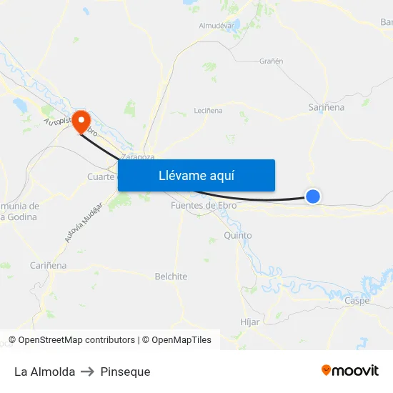 La Almolda to Pinseque map