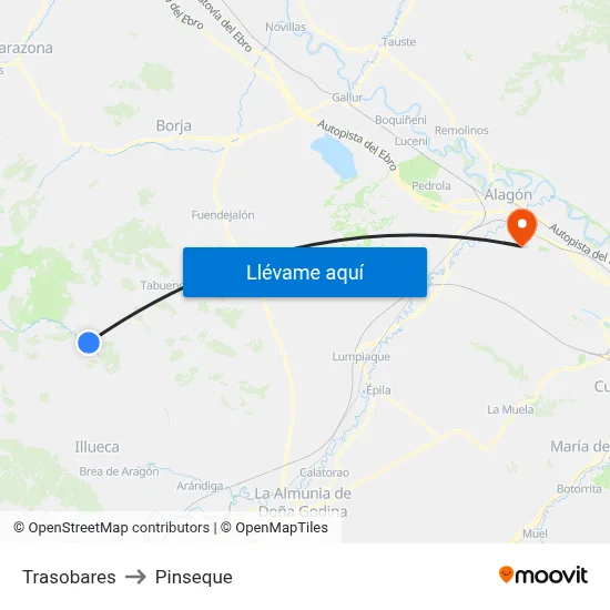 Trasobares to Pinseque map