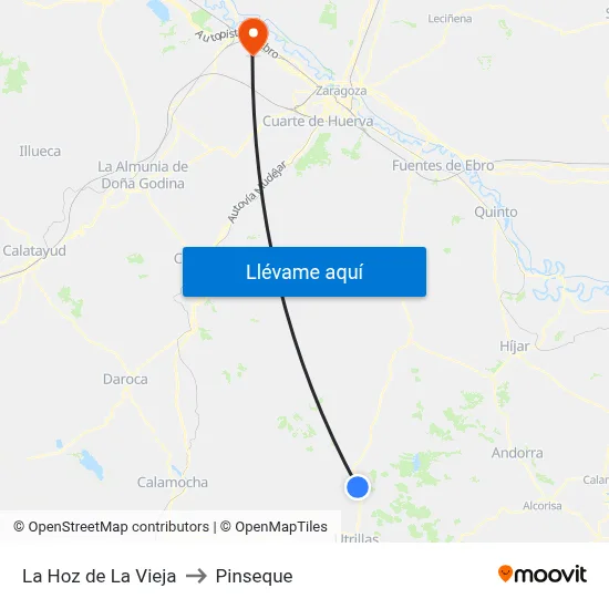La Hoz de La Vieja to Pinseque map