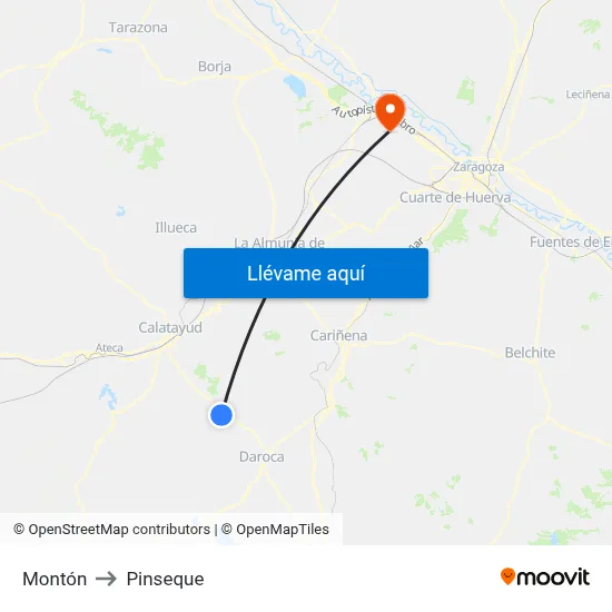 Montón to Pinseque map