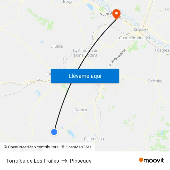 Torralba de Los Frailes to Pinseque map