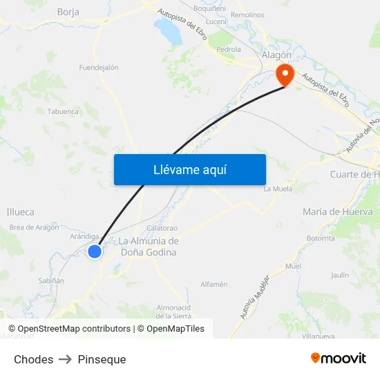 Chodes to Pinseque map