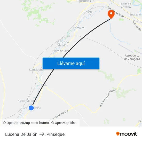 Lucena De Jalón to Pinseque map