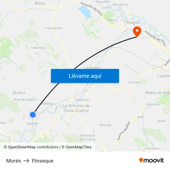 Morés to Pinseque map