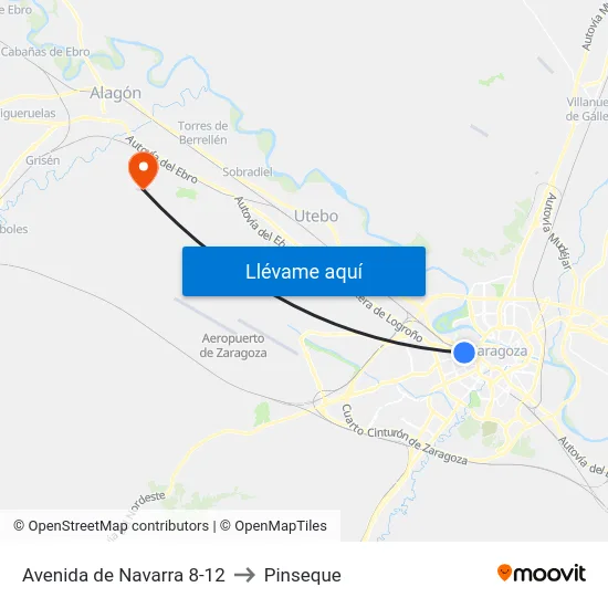 Avenida de Navarra 8-12 to Pinseque map