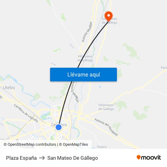 Plaza España to San Mateo De Gállego map